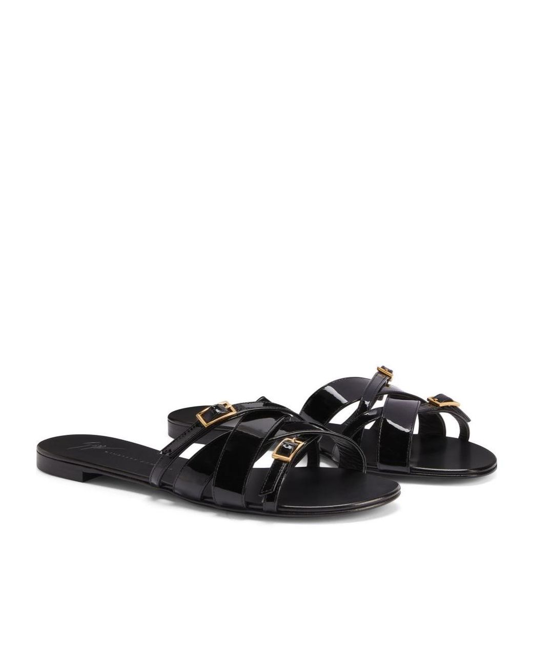 Giuseppe Zanotti Black Alhima Buckle Slide Sandals