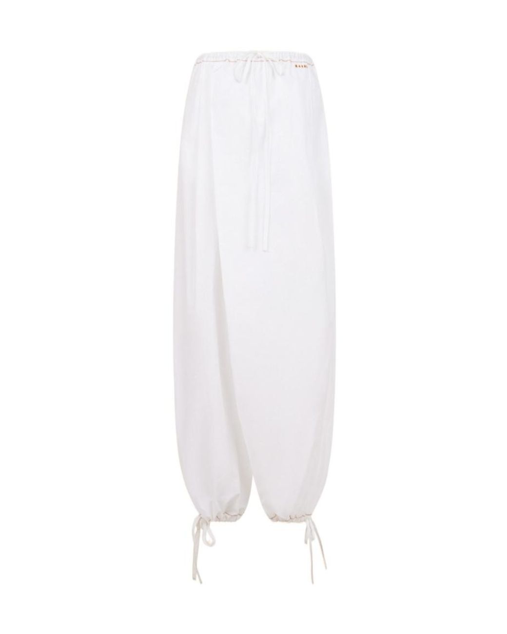 Marni White Logo Embroidered Wide-Leg Trousers