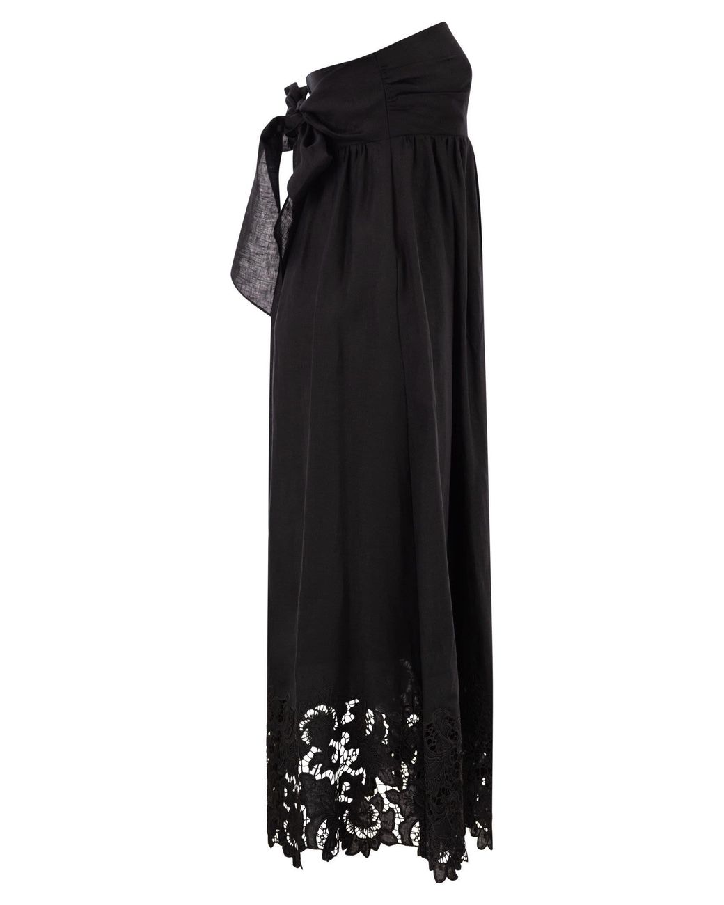 Max Mara Black Studio Scena Strapless Lace Midi Dress