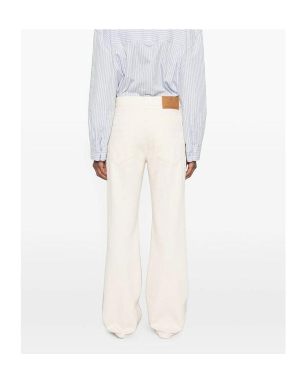 Seafarer White Logo-Patch Wide-Leg Jeans