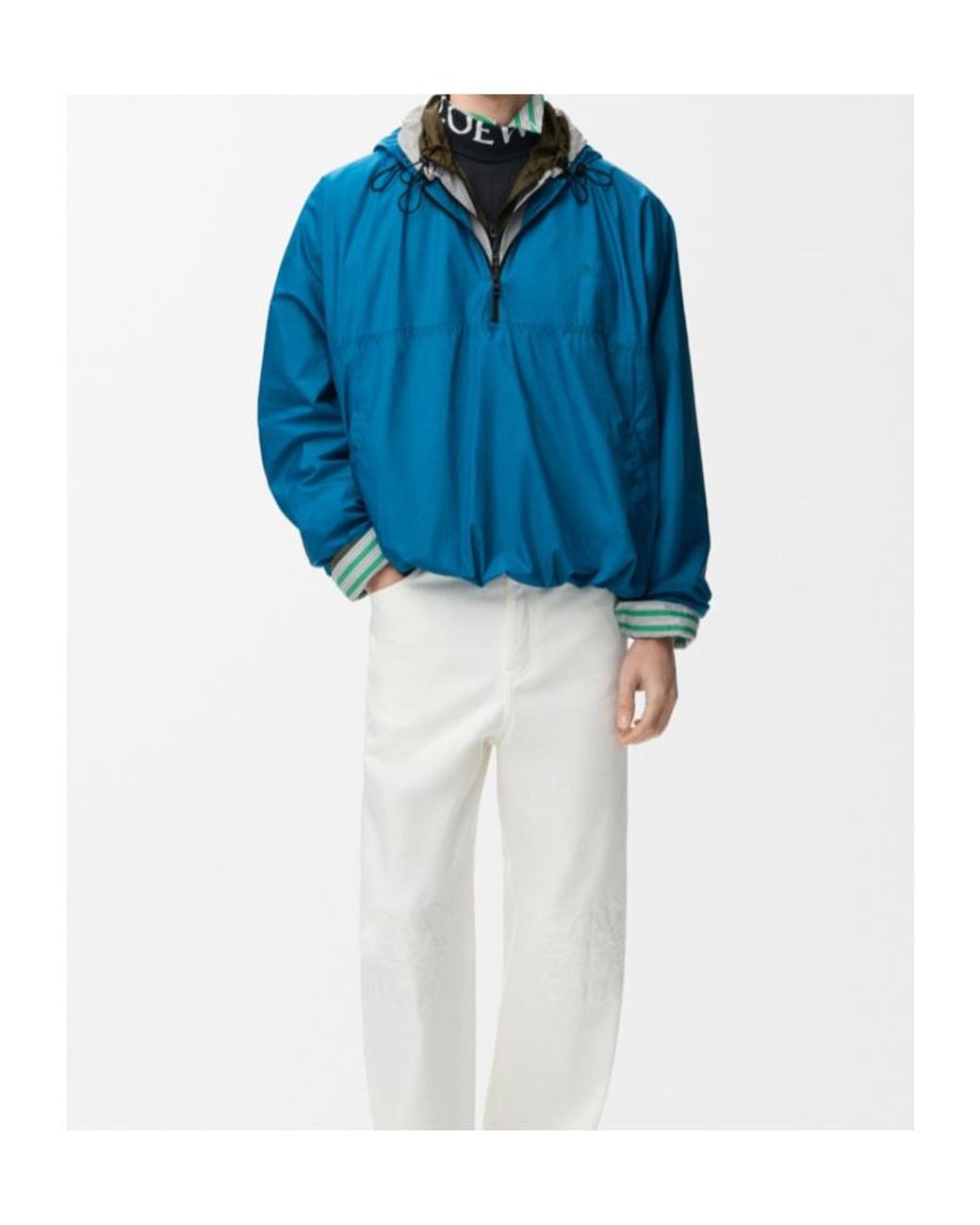 Loewe Blue Anorak Jacket With Mini Logo And Technical Shell for men