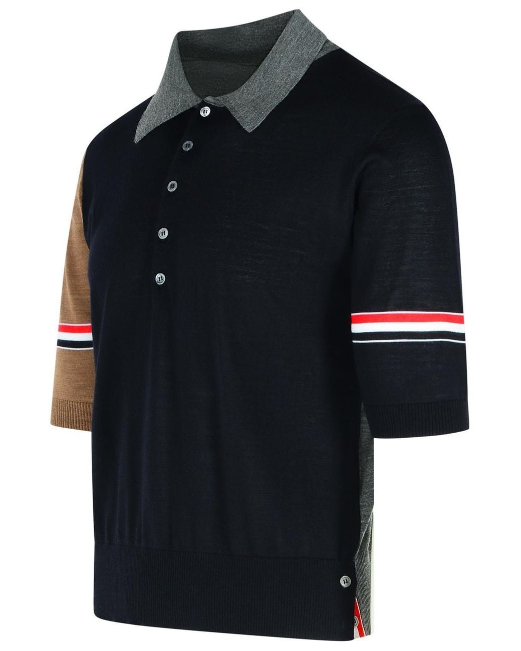 Thom Browne Black 'Fun' Multicoloured Virgin Wool Polo Shirt for men