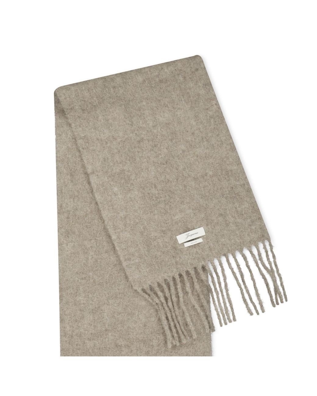 Jacquemus White Fringe-Long Scarf