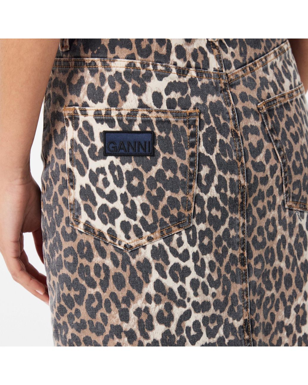 Ganni Gray Stylish Print Versatile Midi Skirt