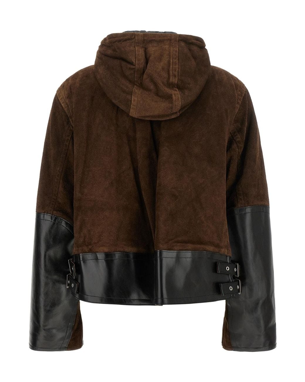 Sacai Brown Zip-Up Hooded Jacket