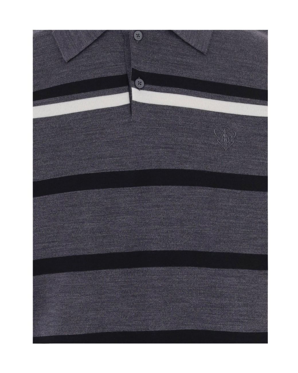 Gucci Blue Striped Wool Polo Shirt With Embroidery for men