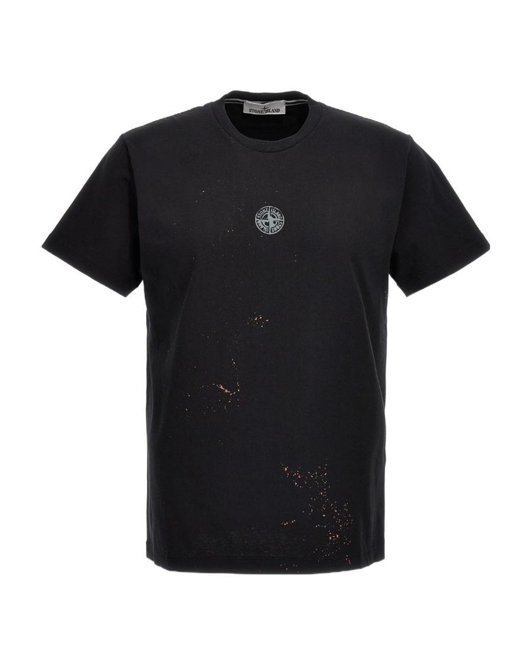 Stone Island Black Compass-Motif Crew-Neck T-Shirt for men