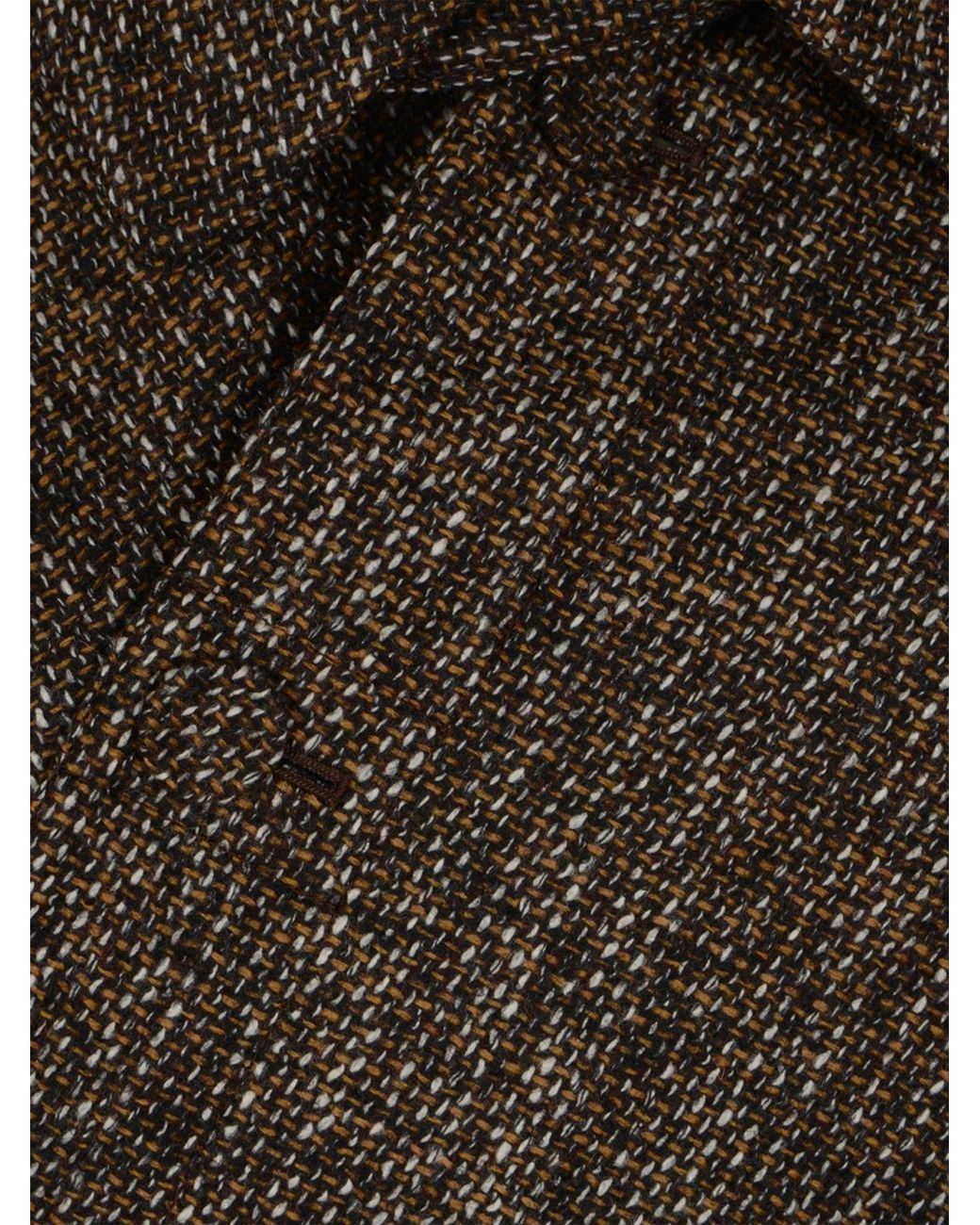 Fendi Brown Asymmetric Hem Tweed Short Cloak