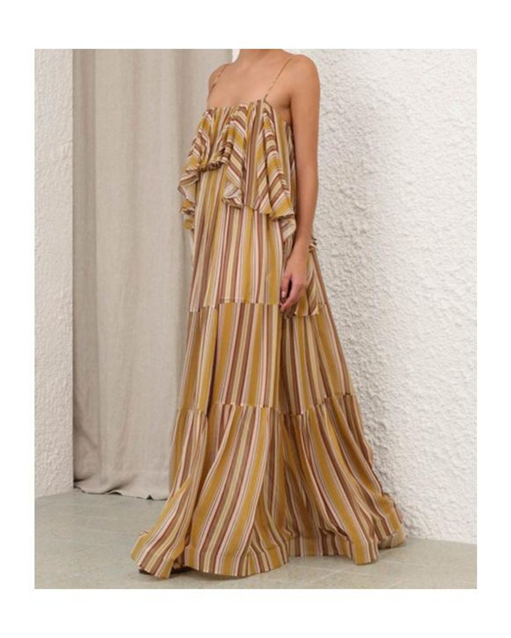 Zimmermann Natural Rebellion Ruffled Striped Maxi Dress