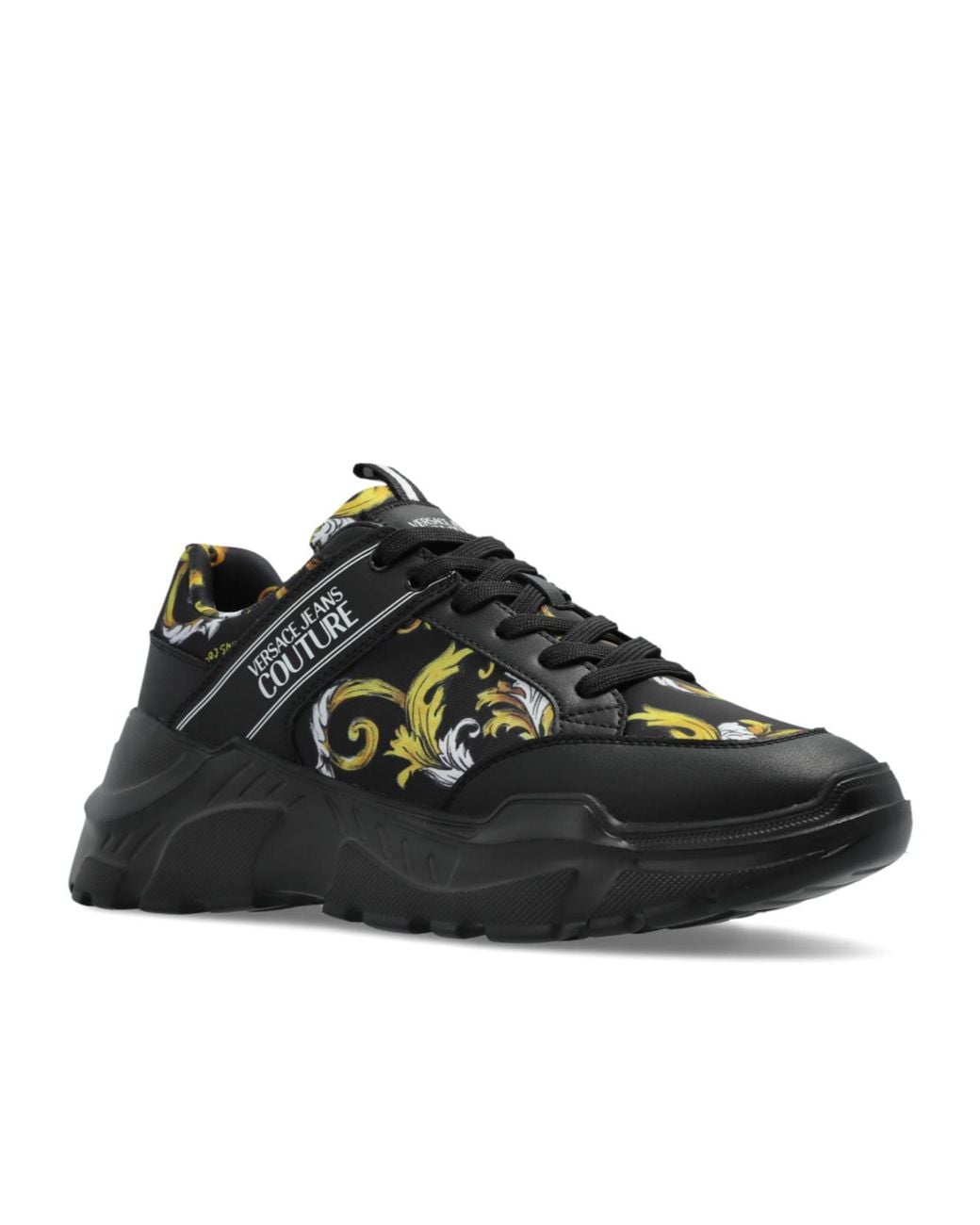 Versace Jeans Black Couture Baroque Print Sneakers for men