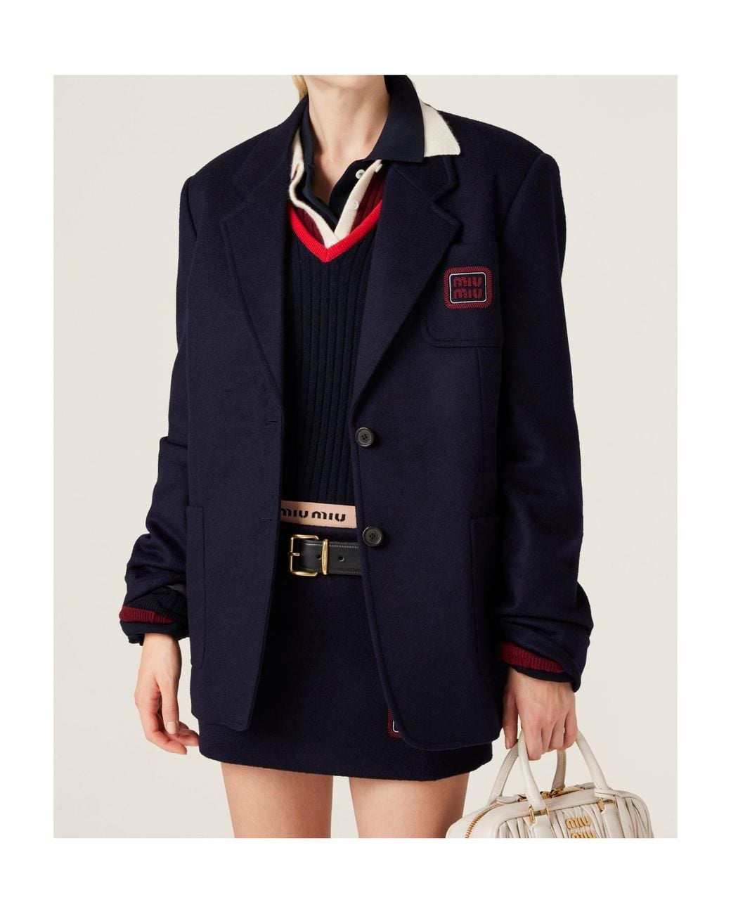Miu Miu Blue Logo-Detailed Mini Skirt