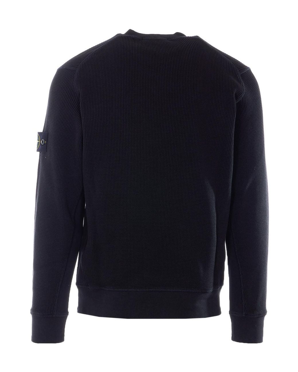 Stone Island Blue Logo Patch Crewneck Sweatshirt for men