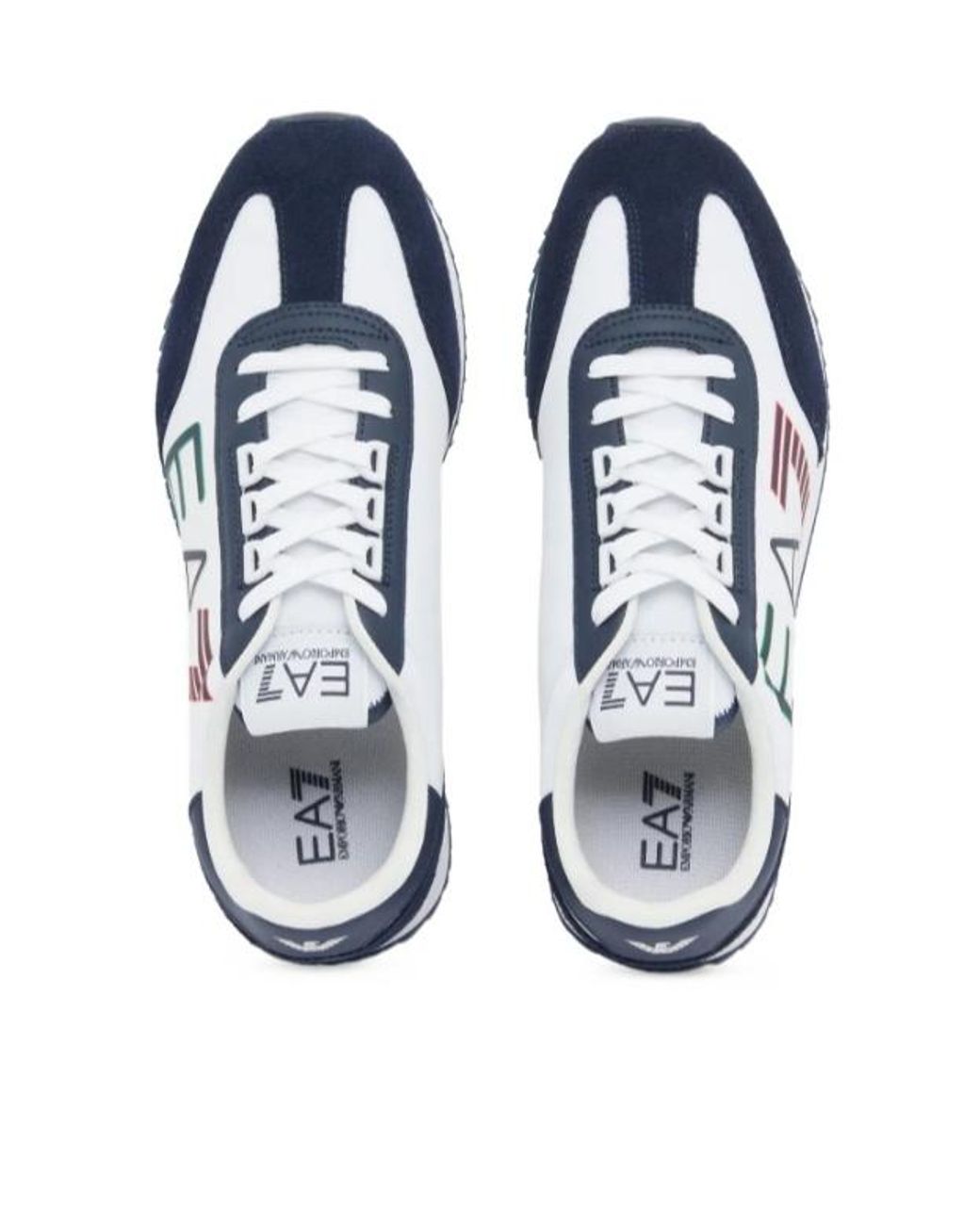EA7 Blue Logo-Print Panelled Sneakers for men