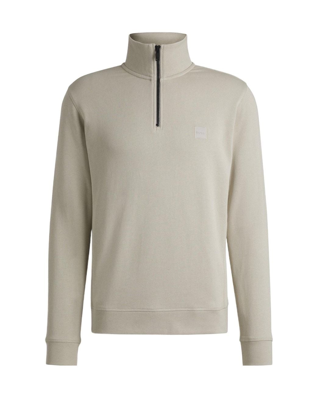 Boss Gray Zip Fleece Jumper for men