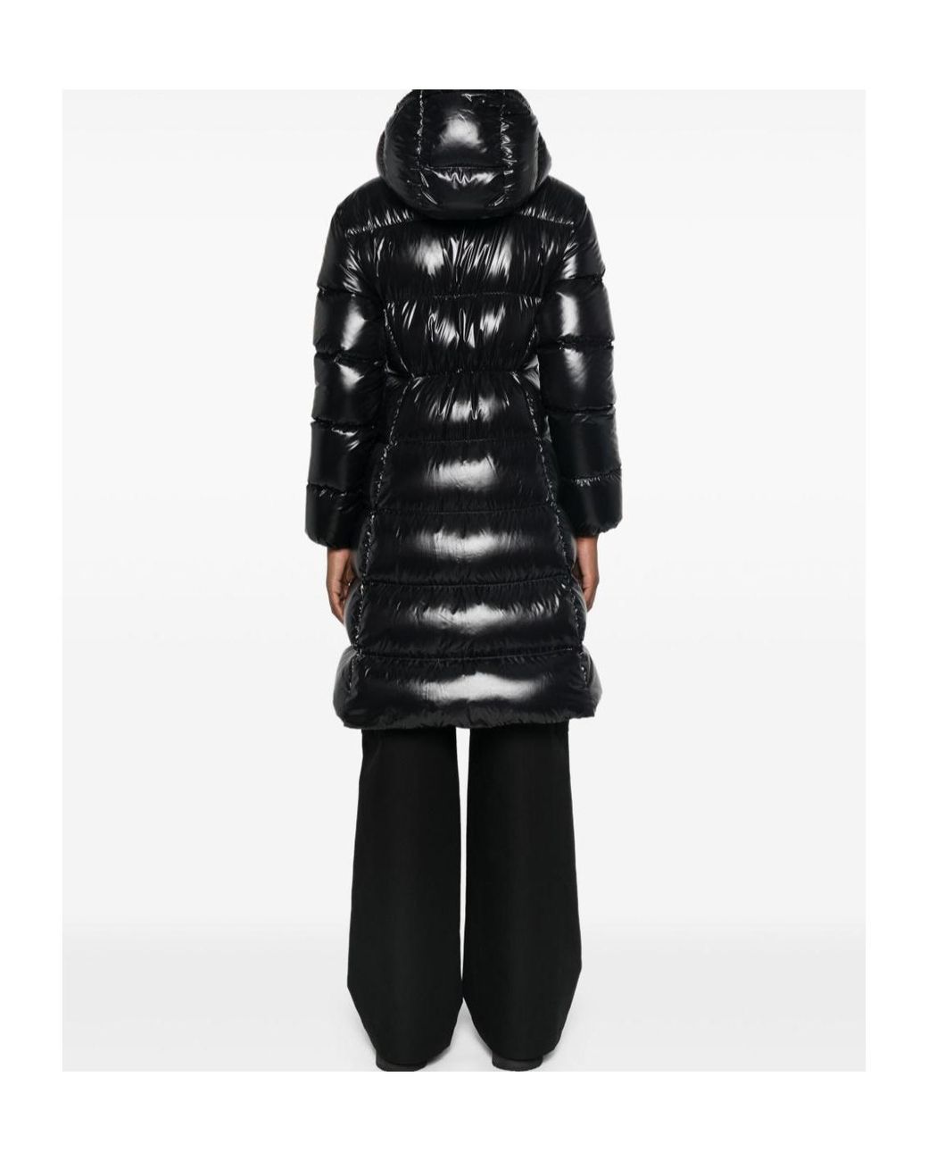 Moncler Black Bellevue Funnel Neck Hooded Coat
