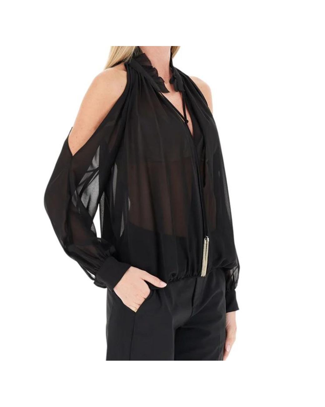 Liu Jo Black Long Sleeves Tassel Blouse