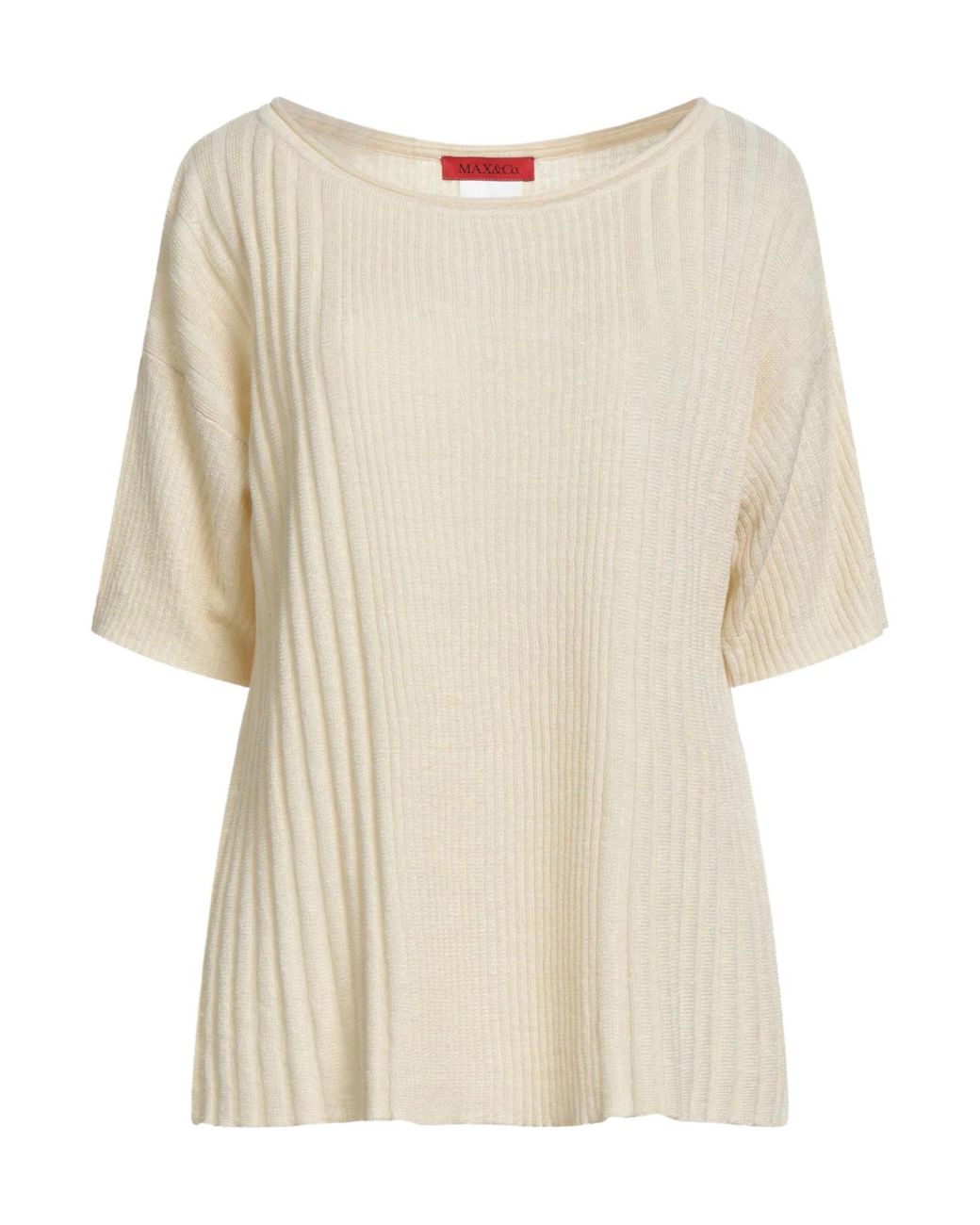 MAX&Co. Natural Short Sleeve Boat Neck Sweater