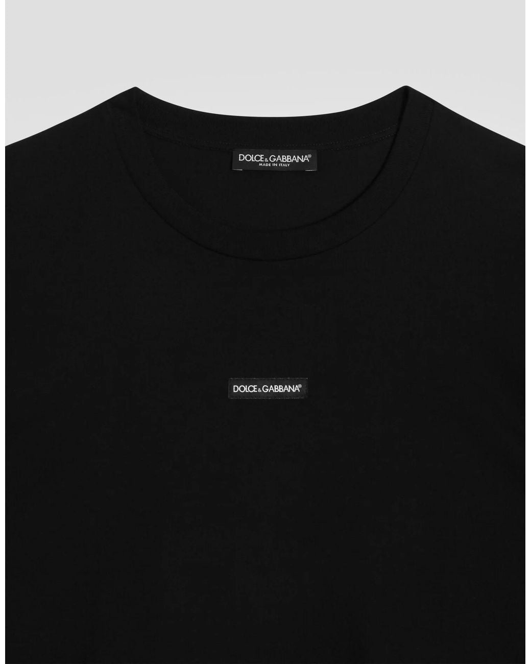 Dolce & Gabbana Black Logo Patch Crewneck T-Shirt for men