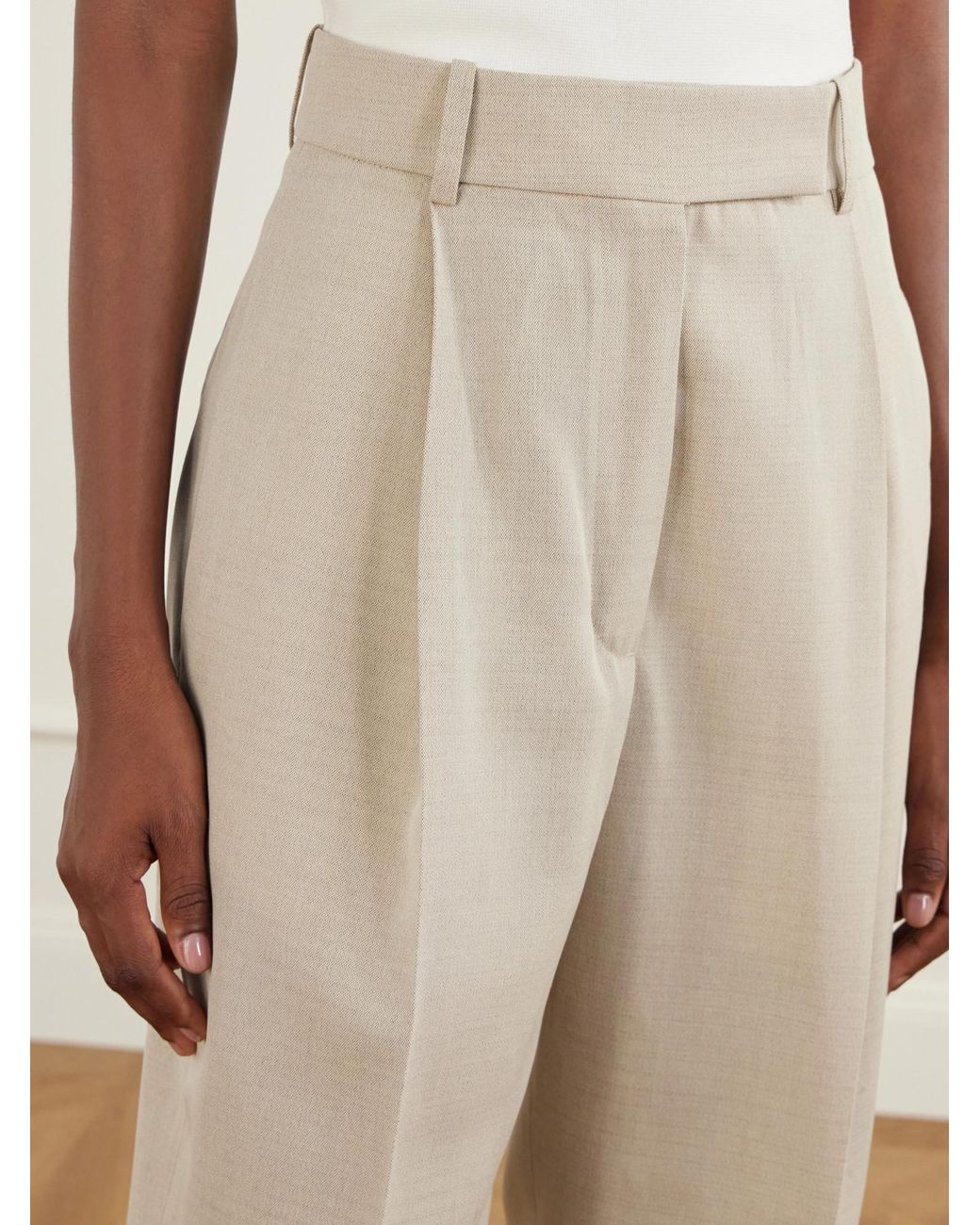 Rohe Natural Daria Wool-Blend Wide-Leg Pants
