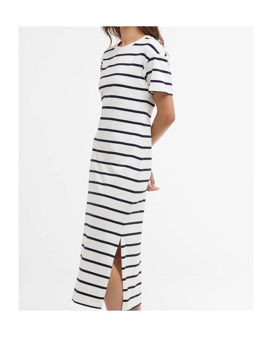 Barbour White Selena Striped Midi Dress
