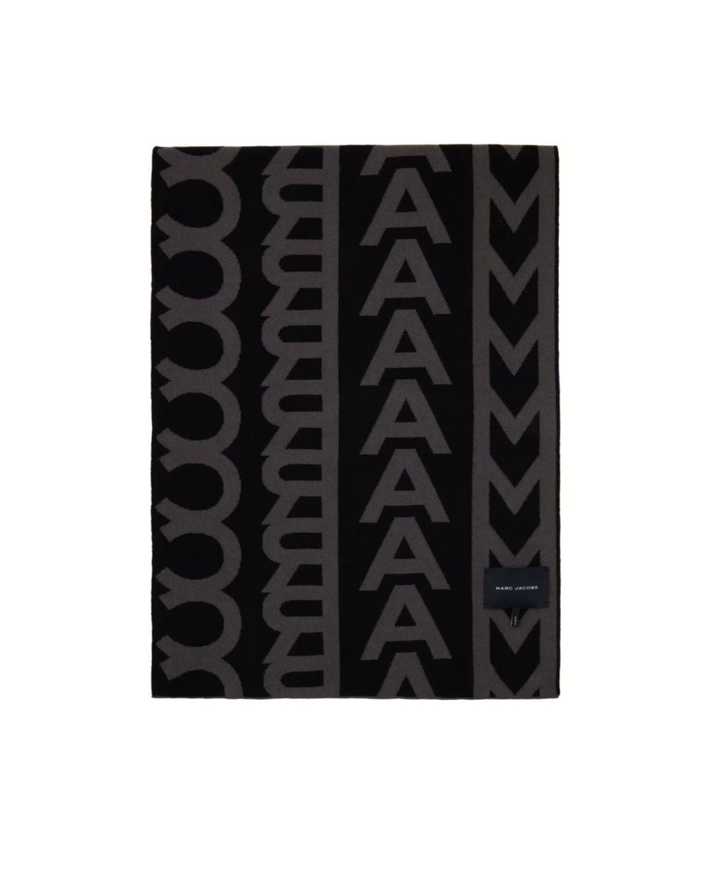 Marc Jacobs Black Monogram Patterned Knitted Scarf