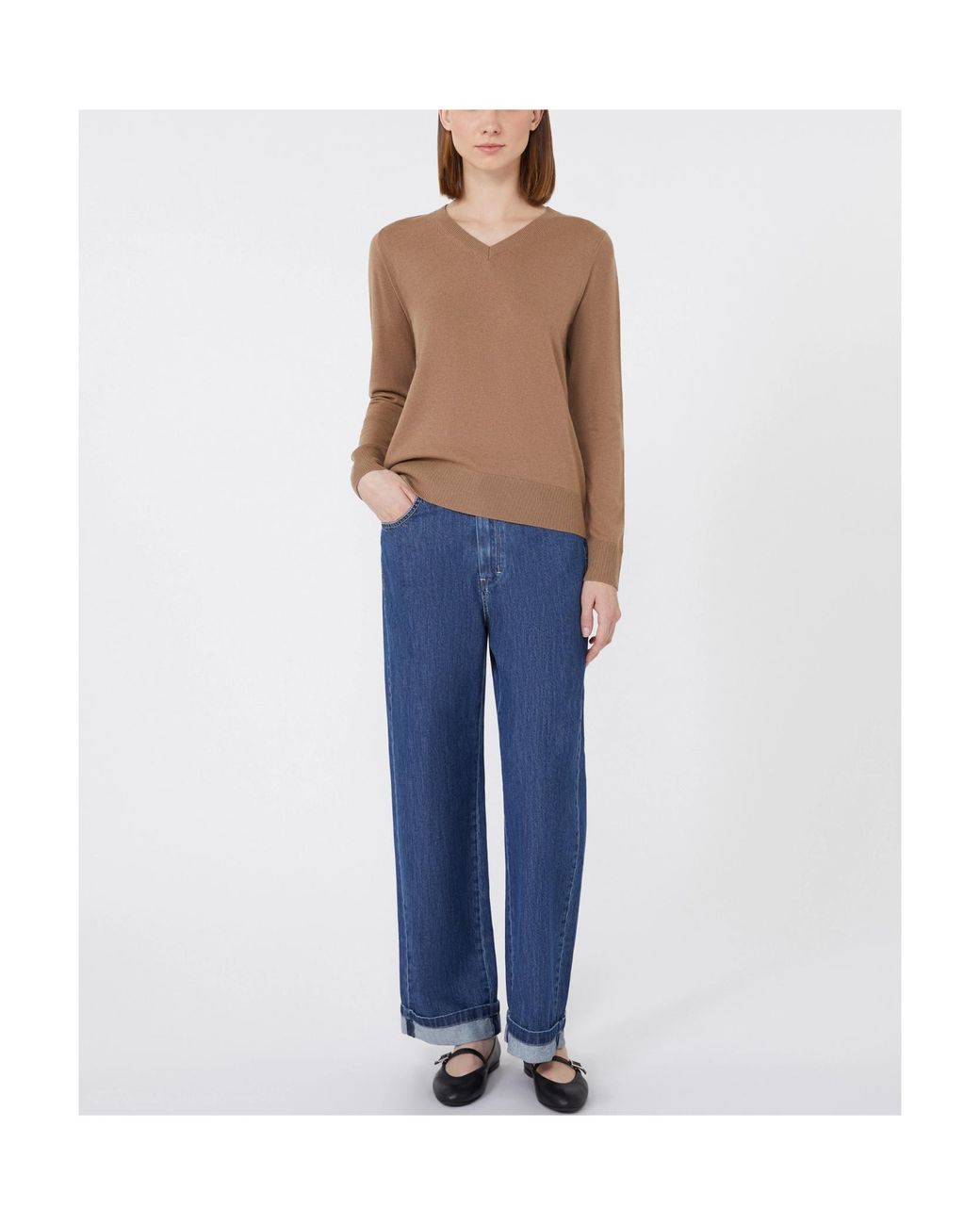 Max Mara Brown 'S Idoneo V-Neck Jumper