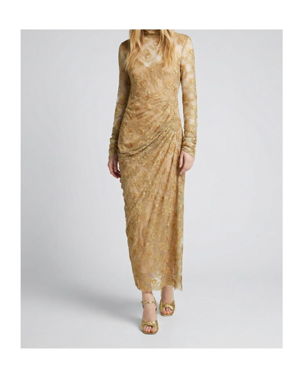 Valentino Natural Lace Long-Sleeve Dress