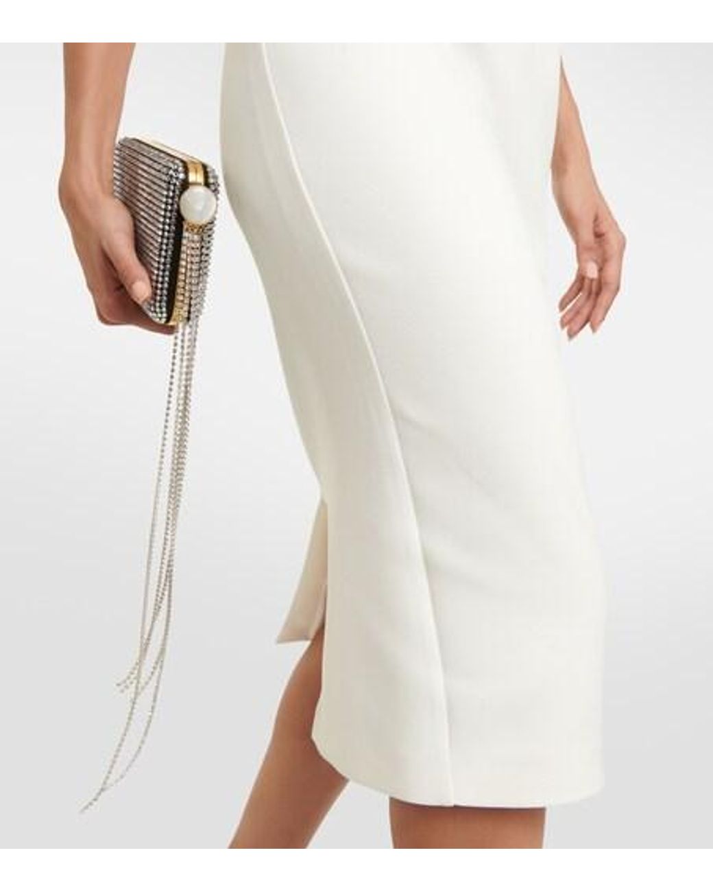 Safiyaa White Salmone Crepe Midi Dress