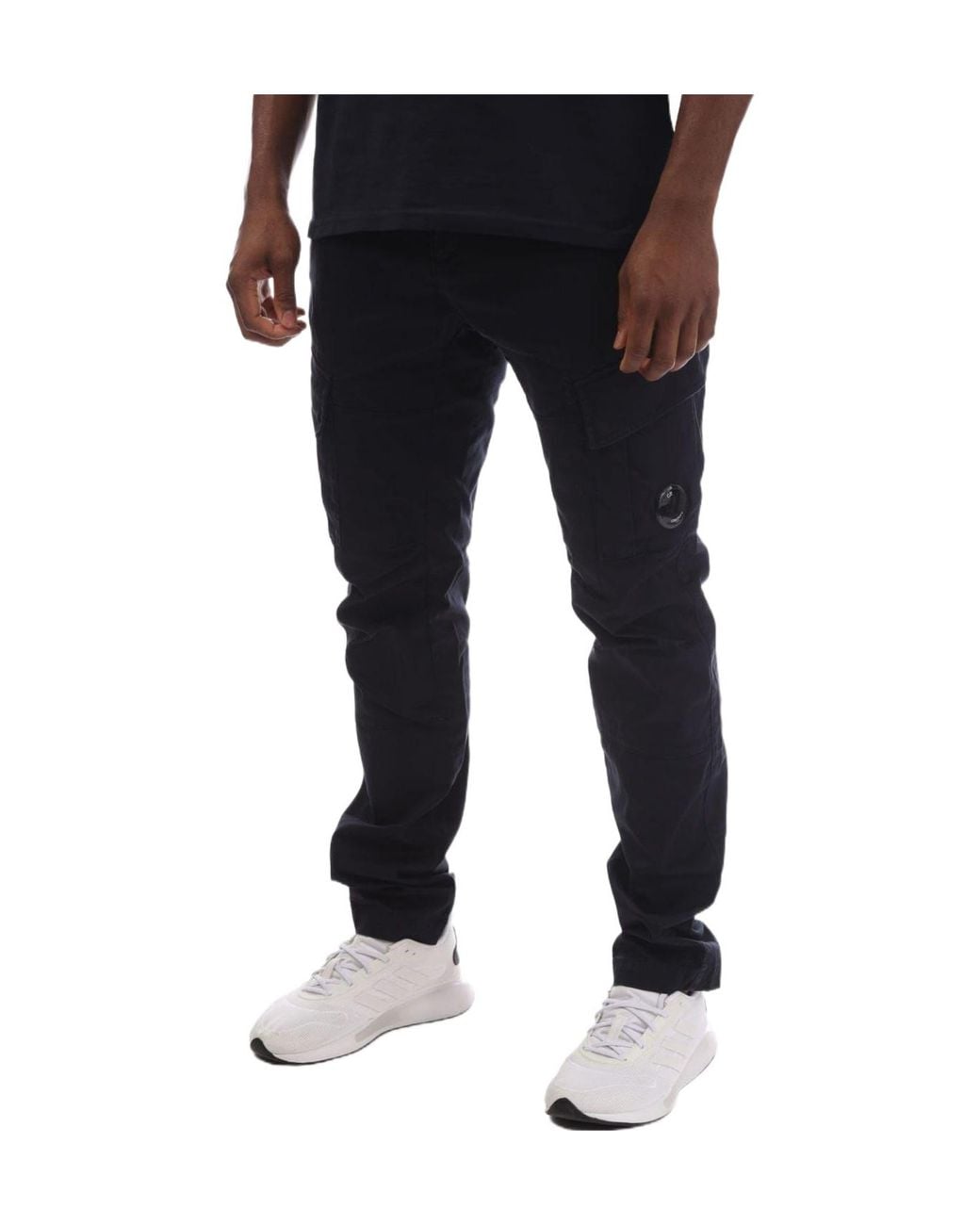 C P Company Black Stretch Sateen Lens Cargo Pants for men