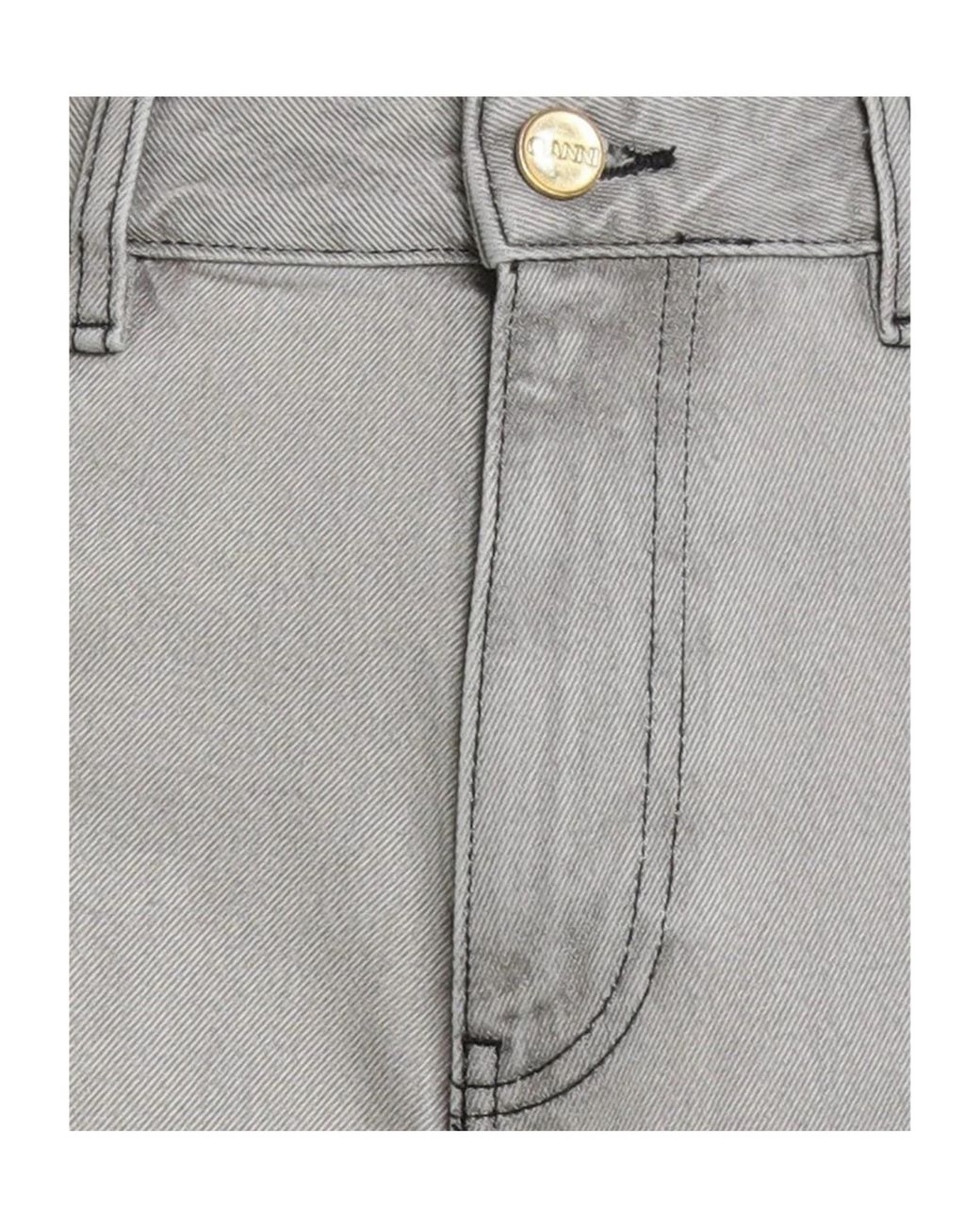 Ganni Gray High-Waisted Wide-Leg Jeans