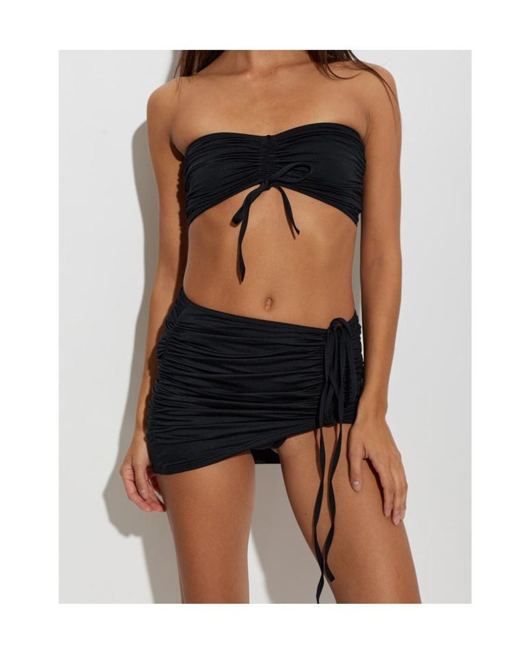 Balmain Black Drawstring Gathered Beach Top