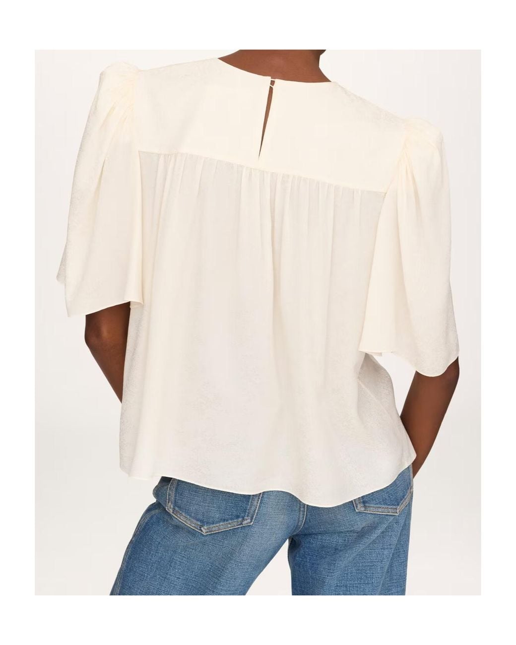 Chloé White Minimal Gathered-Detail Blouse