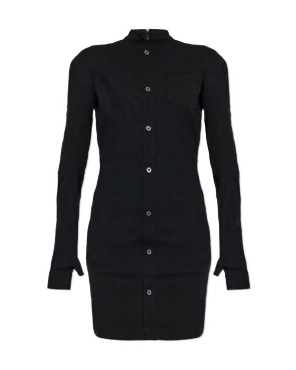 Issey Miyake Black Button-Front Pocket Mini Dress