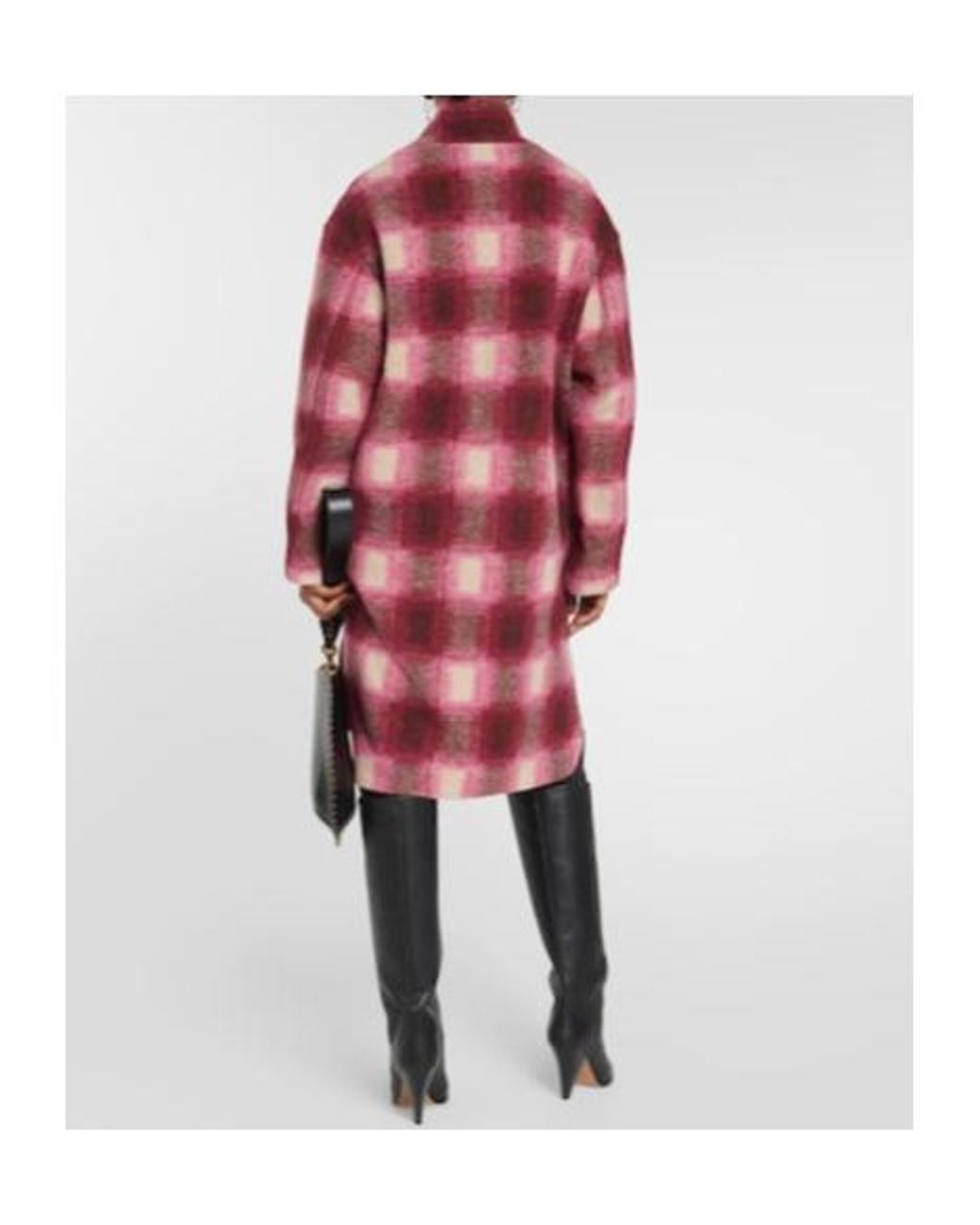 Isabel Marant Red Gabriel Checked Wool-Blend Coat