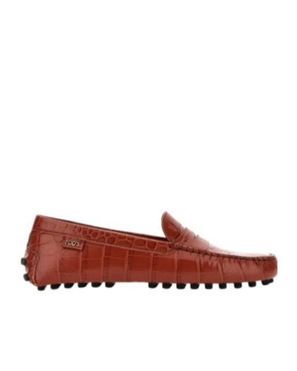 Tod's Red Gommino Embossed Slip-On Loafers
