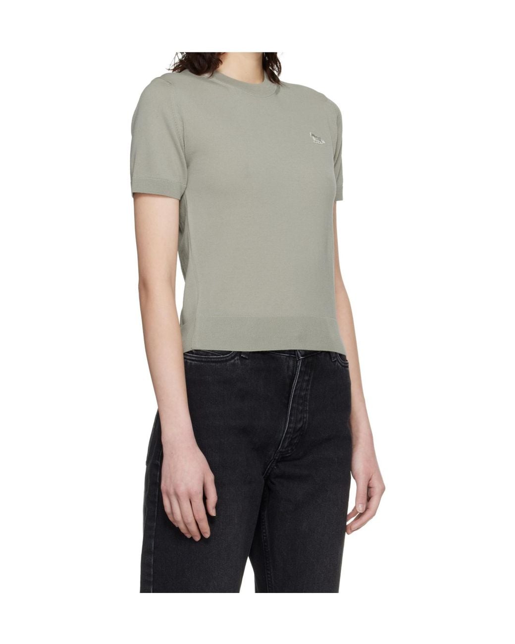 Maison Kitsuné Gray Short-Sleeved Wool Knit Sweater