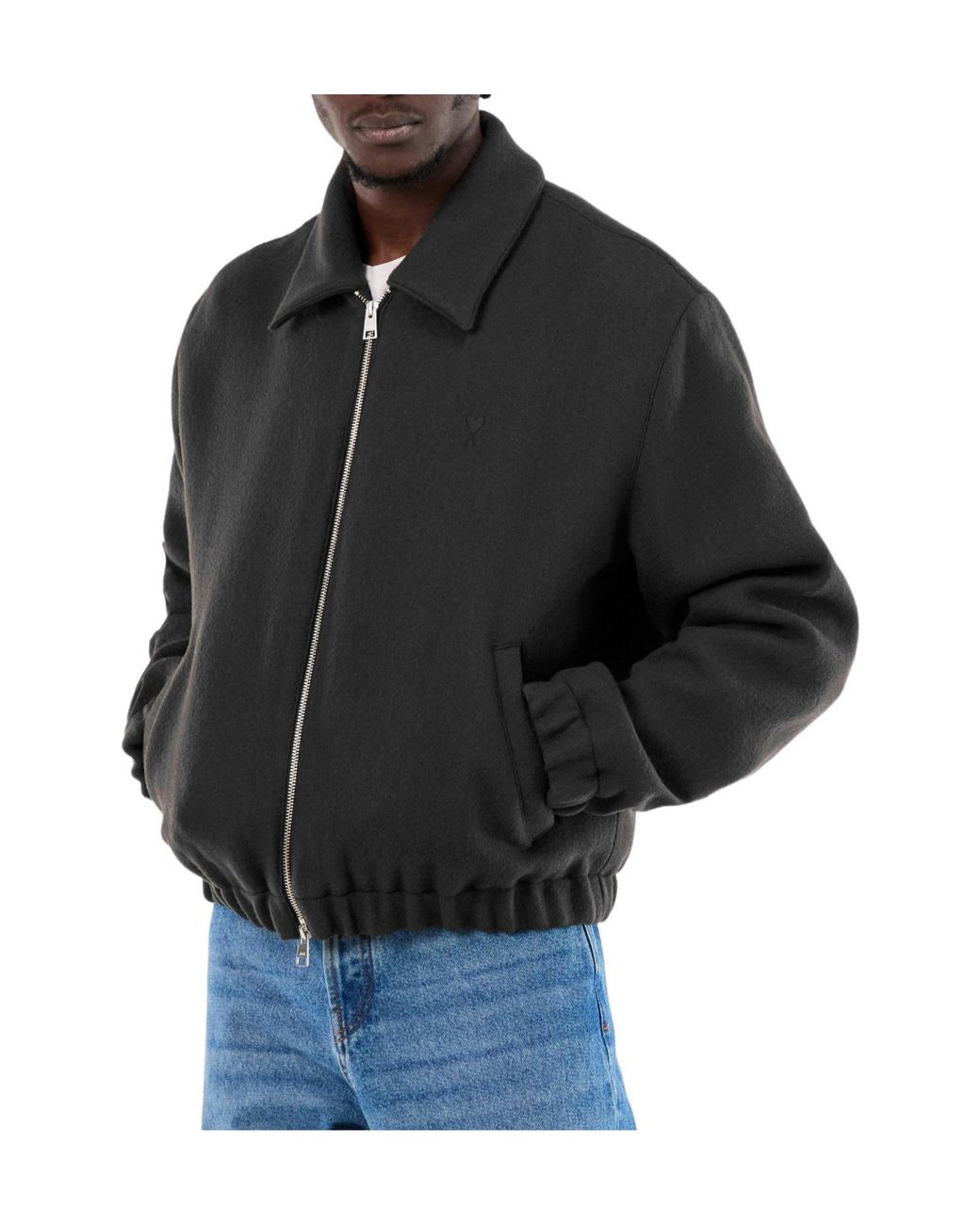 AMI Black Solid Color Casual Jacket for men