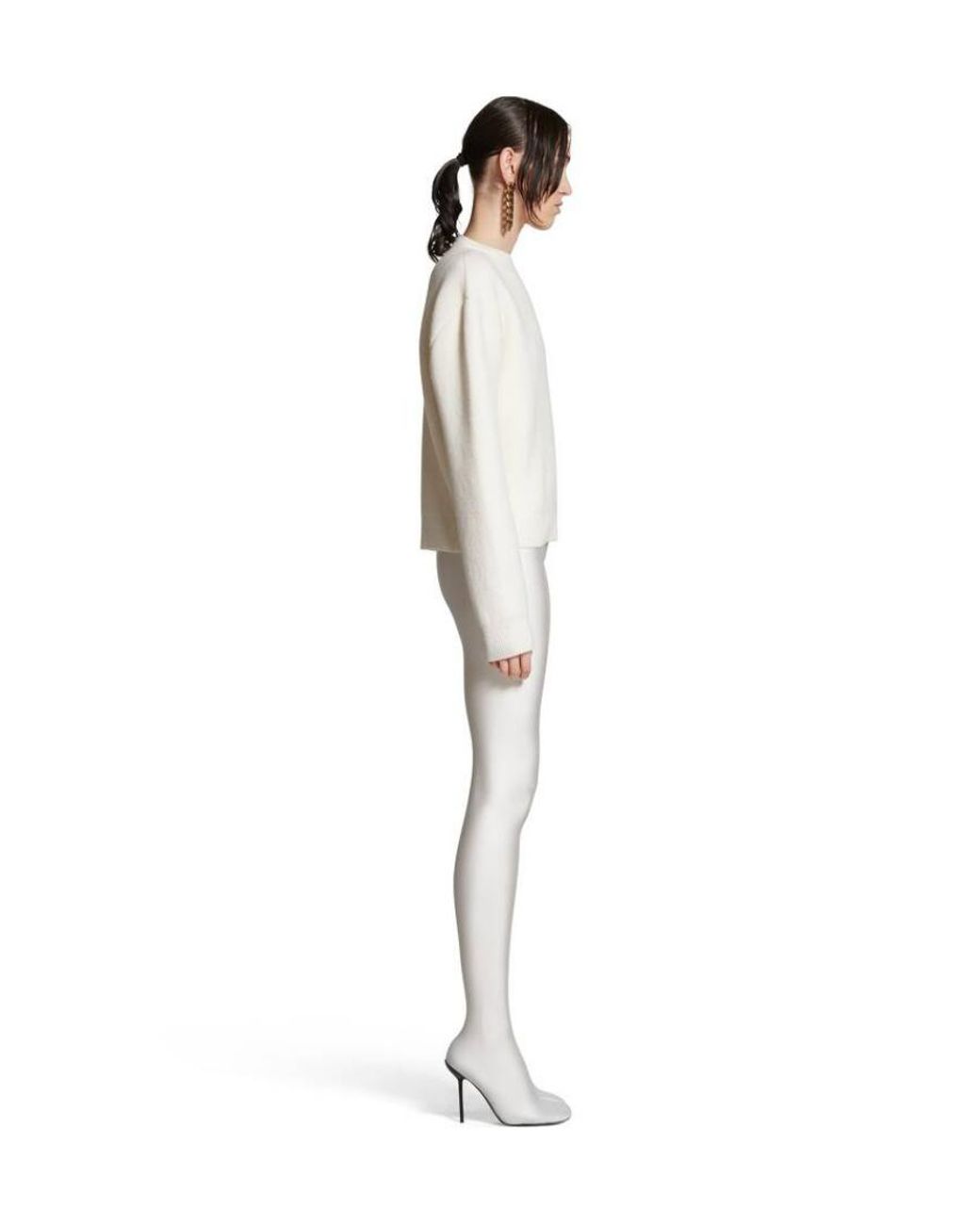 Balenciaga White Logo Patch Knitted Jumper