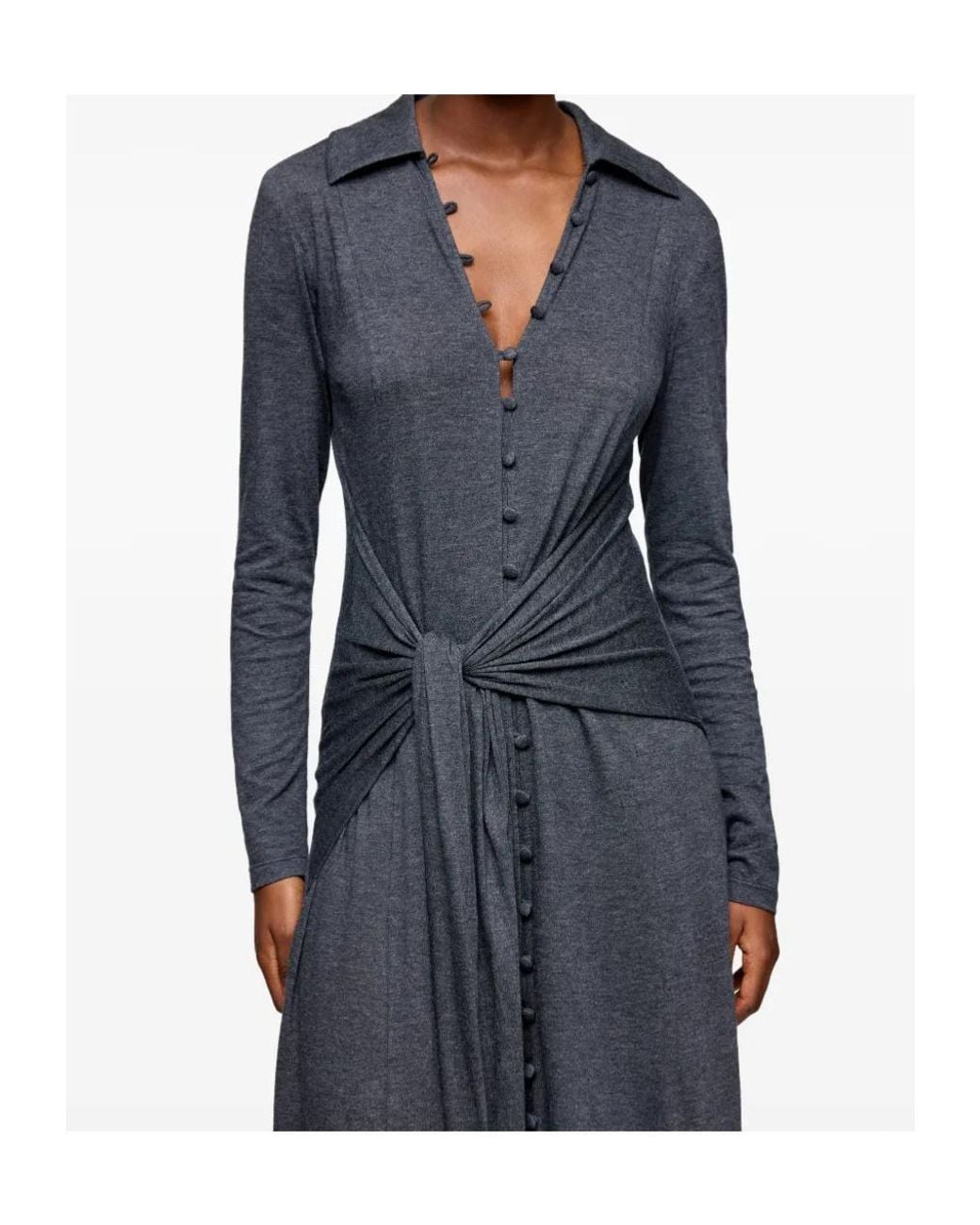 Ganni Blue Tie-Front Jersey Maxi Dress