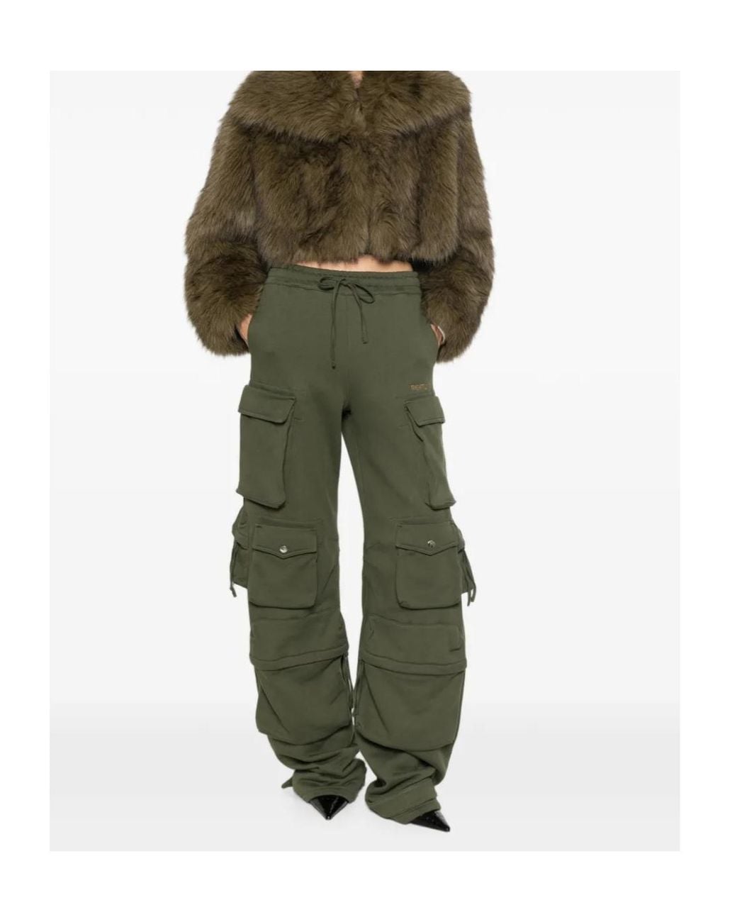 Patrizia Pepe Green Cropped Faux Fur Jacket