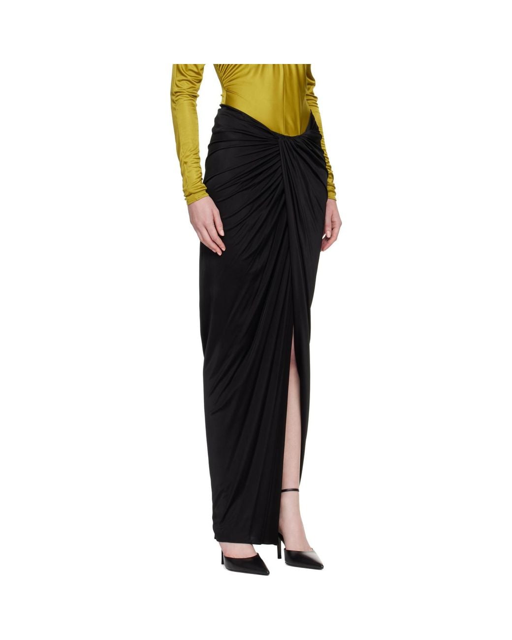 Balmain Black Slit Skirt