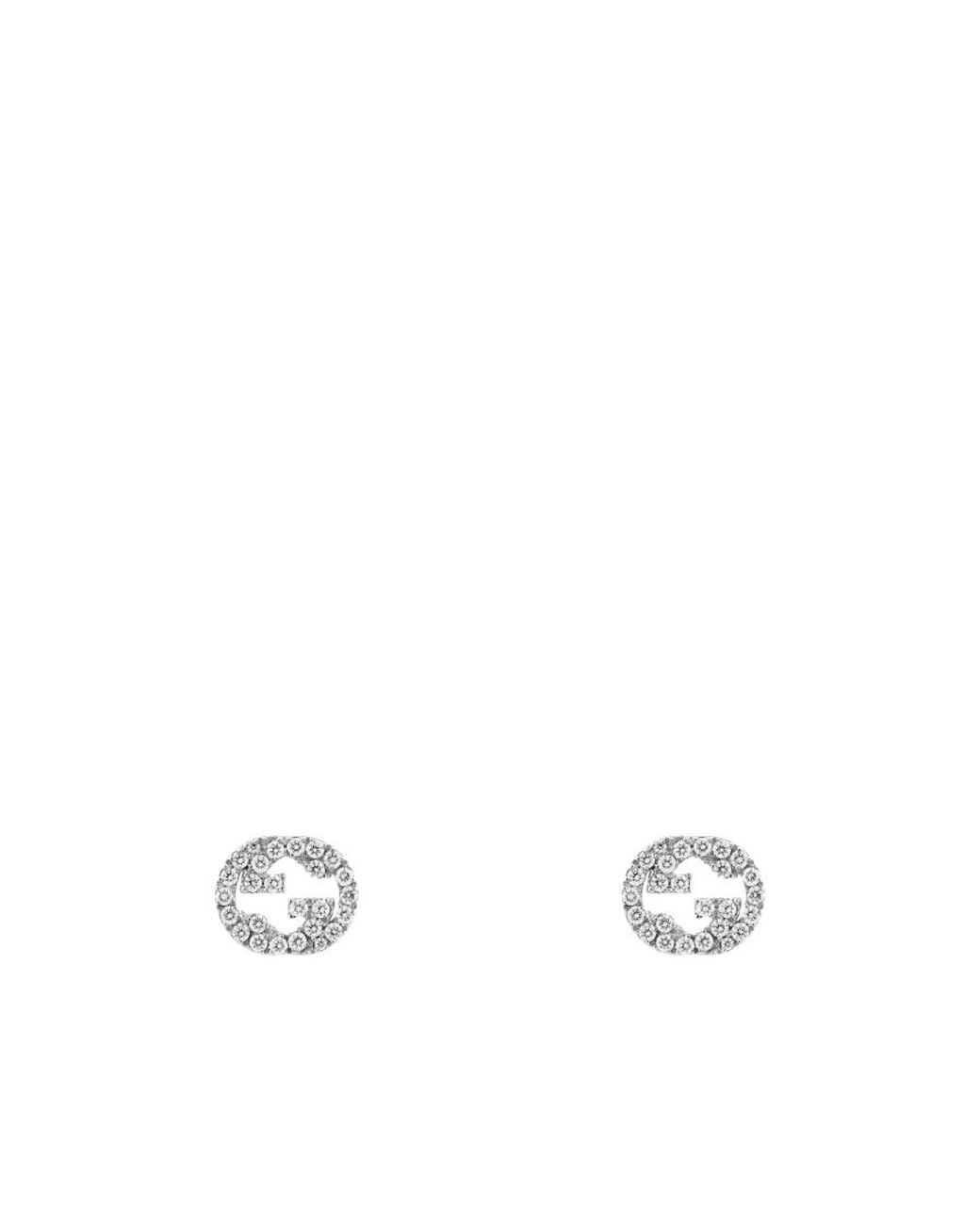 Gucci White Logo Stud Earrings