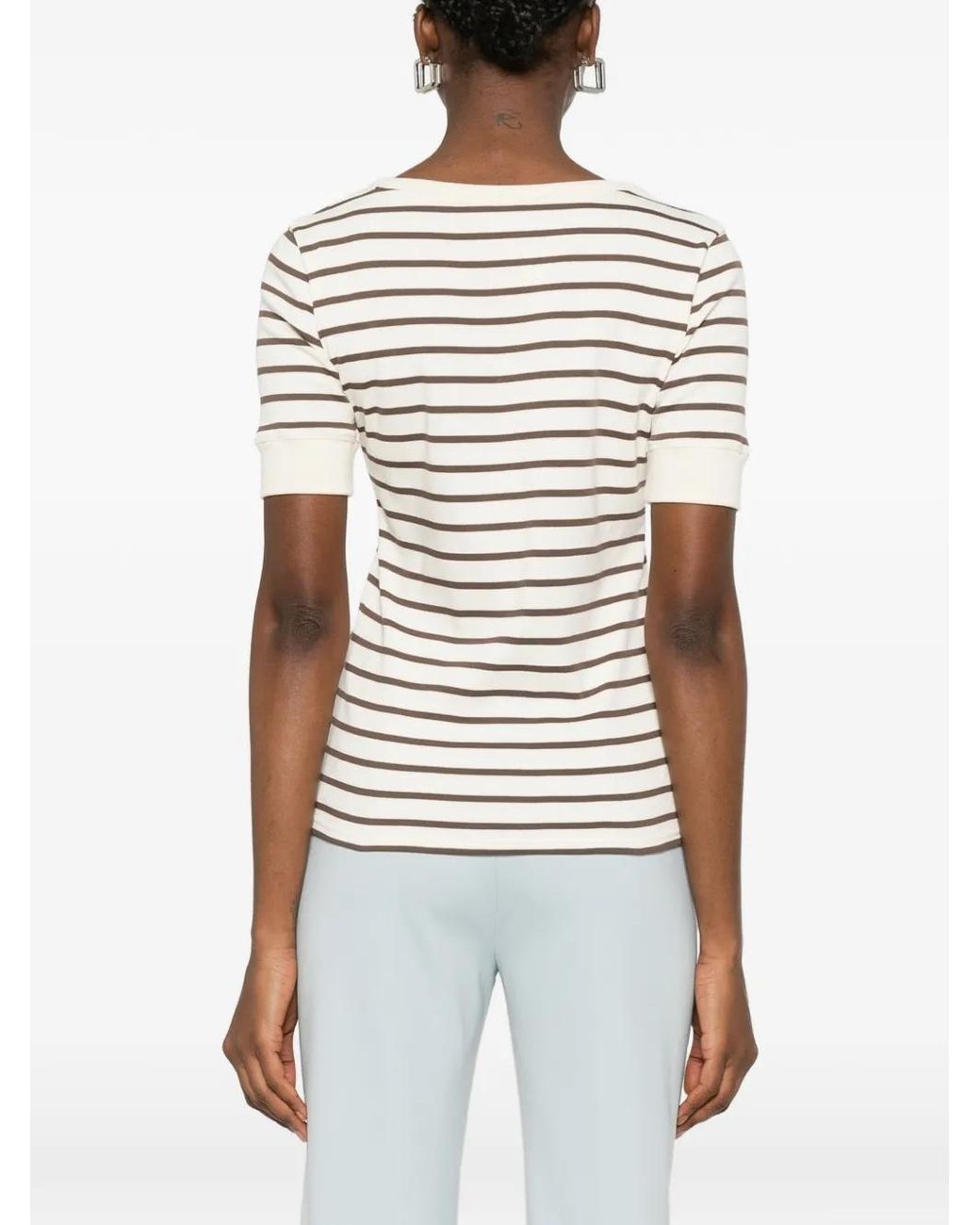 A.P.C. White Striped T-Shirt