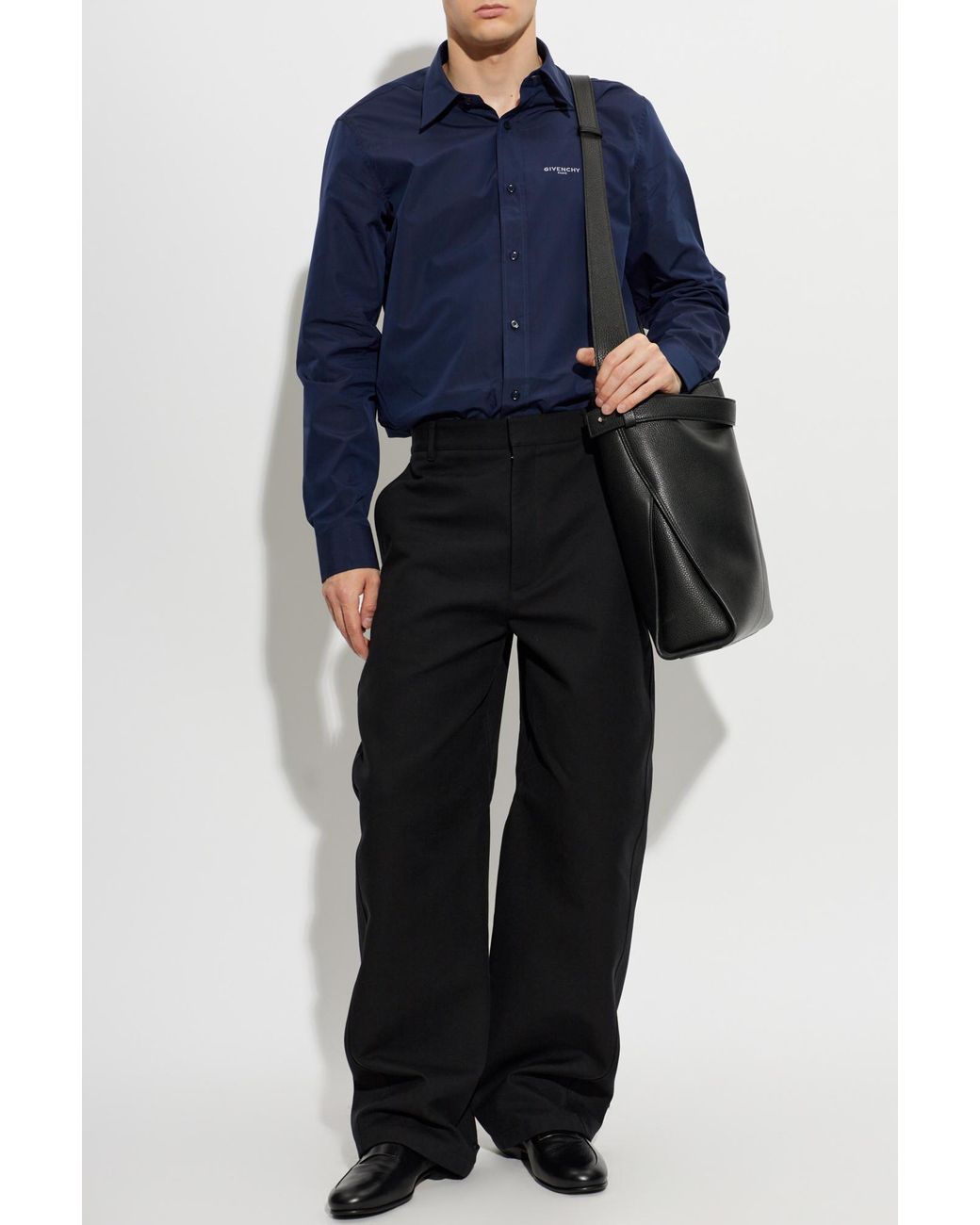 Givenchy Blue Embroidered Logo Shirt for men