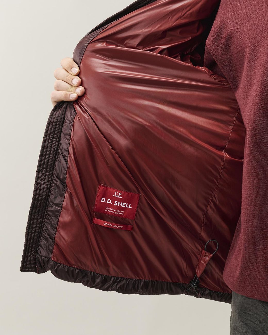 C P Company Red Goggle-Hood Down Jacket for men