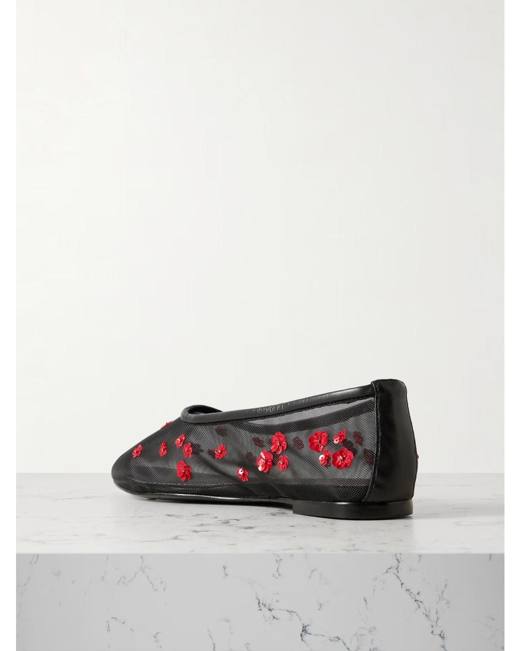 Staud Brown Alba Mesh Ballet Flats