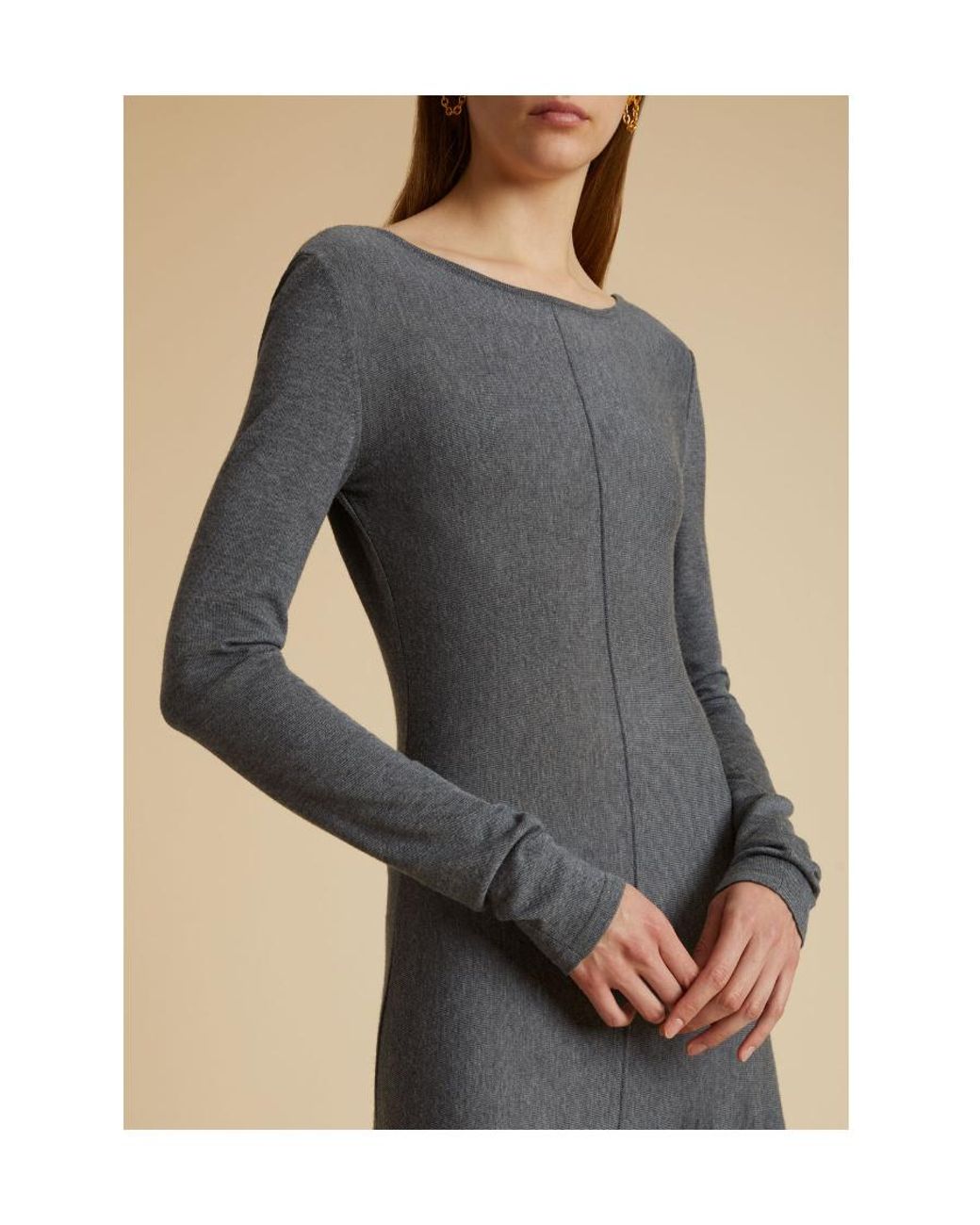 Khaite Gray The Dany Open-Back Pleated Dress
