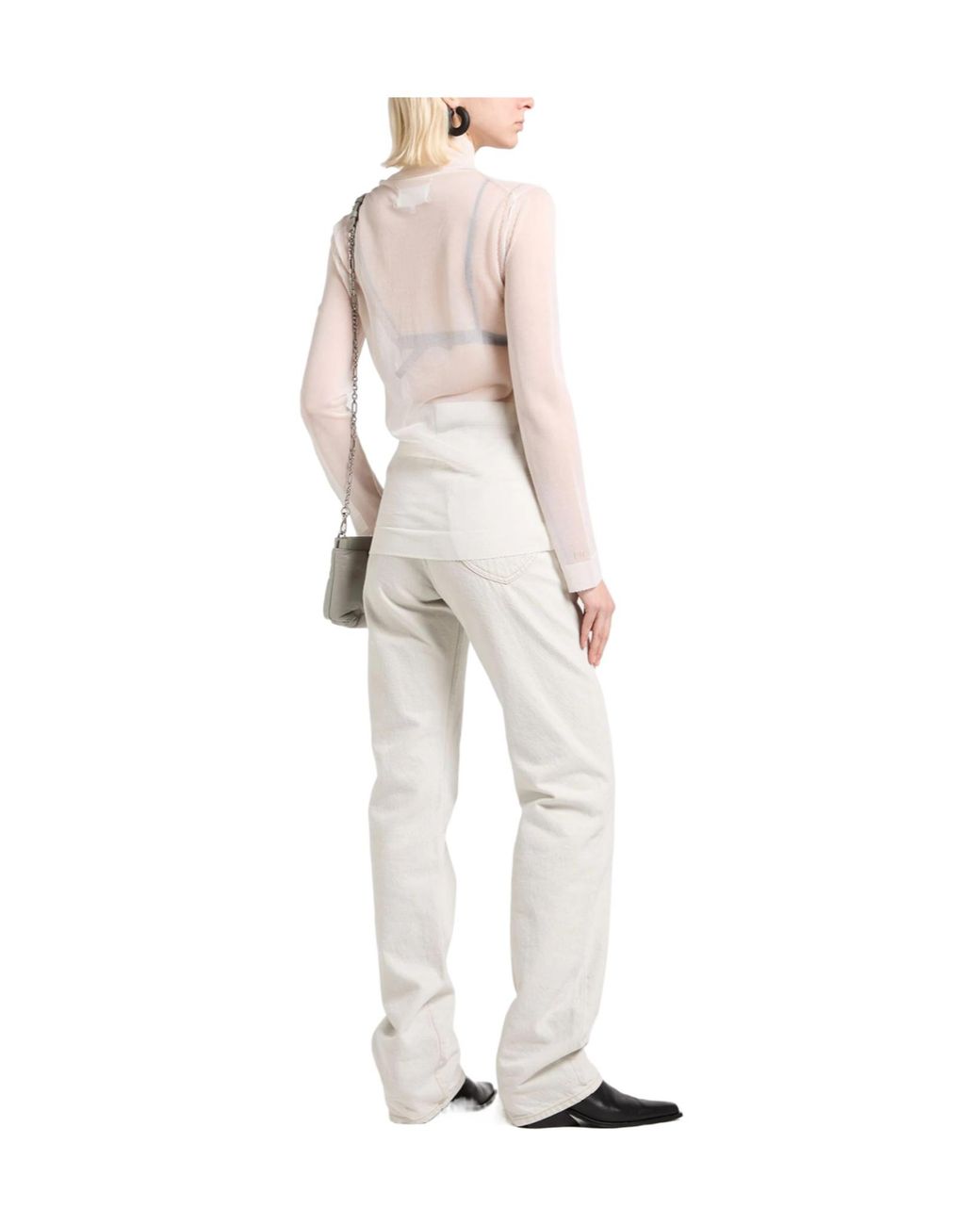 Maison Margiela White Turtleneck Long-Sleeve Knit Top