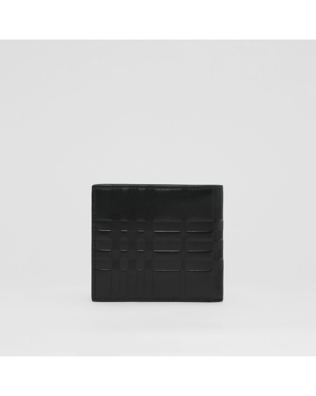 Burberry Black International Embossed Check Leather Wallet for men