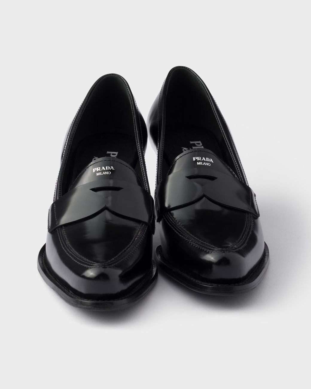 Prada Black Brushed Leather Loafers